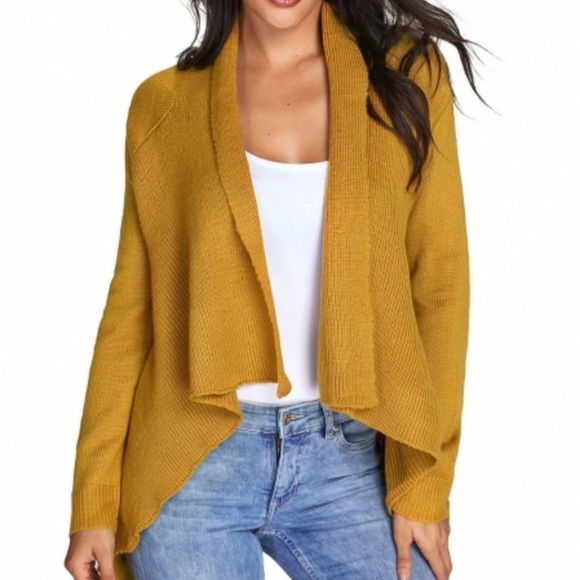 Starlights fashion Mustard Waterfall Long Sleeve Sweater Cardigan - Picture 4 of 5